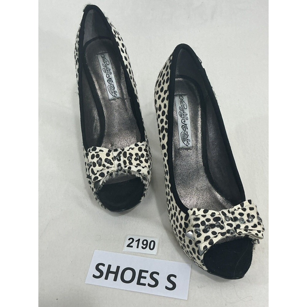Womans Naughty Monkey Ivory Black Polka Dot Platform Pumps Size 8